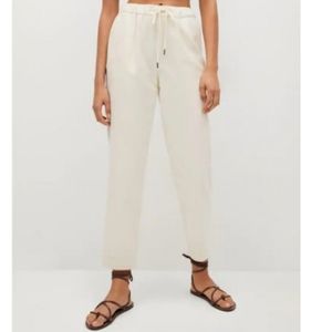 MANGO NWOT Cotton Pants cream white ecru pants with side pockets Size Small NEW